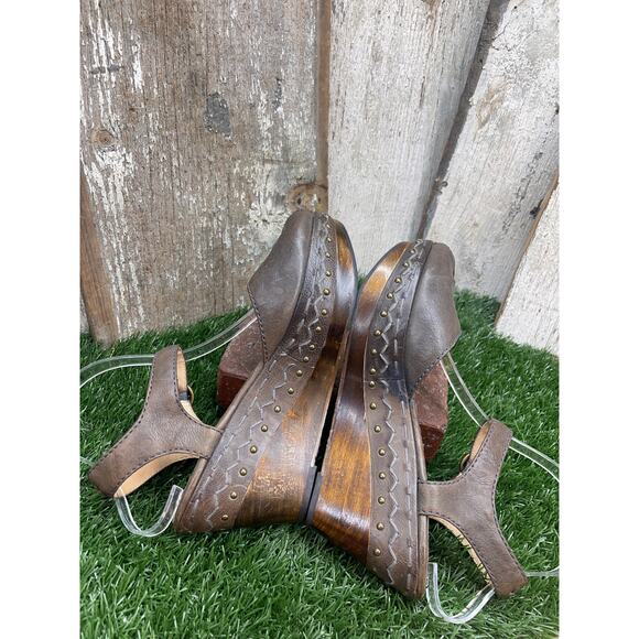 Frye Blair Peeptoe Leather Platform Wedge Heel Sandals Western Boho Women's 9.5 - Picture 5 of 10